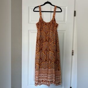 Knox Rose Orange and Brown Print Midi Dress